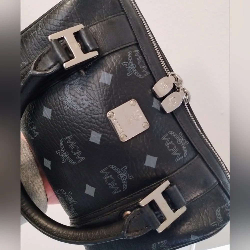 MCM Mini Boston Bag Black Visetos - Picture 4 of 12